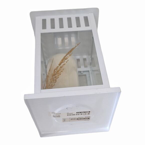 White Metal & Glass Lantern with Automated Candle Home Decor Holiday Lighting - Picture 4 of 6